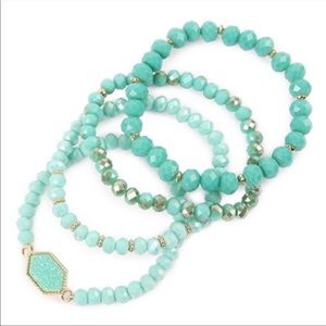 EYE-CATCHING Mint Glass Bead Druzy Bracelet